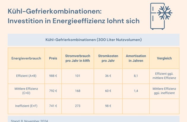 Sparsame Kühlschränke rechnen sich schon nach 8 Jahren