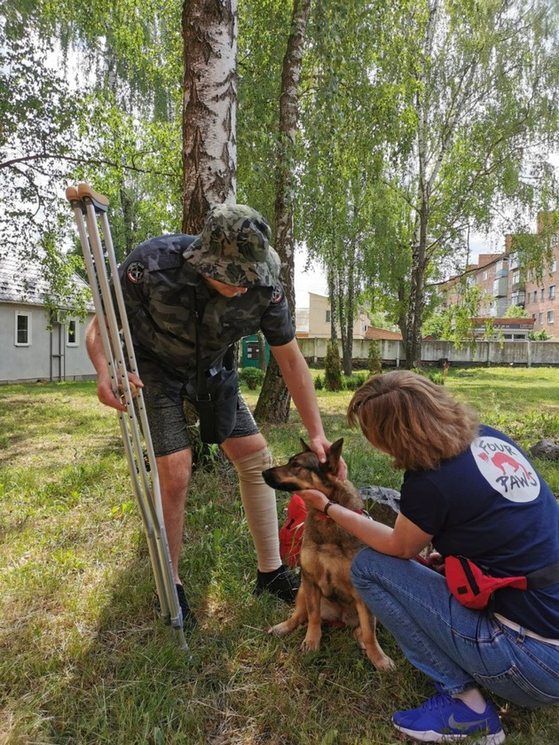 Busia, une ancienne chienne errante devenue chienne de thérapie, soutient les soldats en réhabilitation en Ukraine