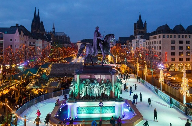 Heinzel GmbH: Heinzels Wintermärchen / Weihnachtsparadies in der Kölner Altstadt präsentiert die wohl schönste Eisbahn Deutschlands unter freiem Himmel mit spektakulärem Programm bis zum 7. Januar
