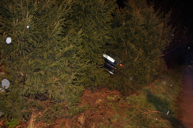 FW Menden: PKW verschwindet zwischen Bäumen - Sechs Leichtverletzte nach Verkehrsunfall