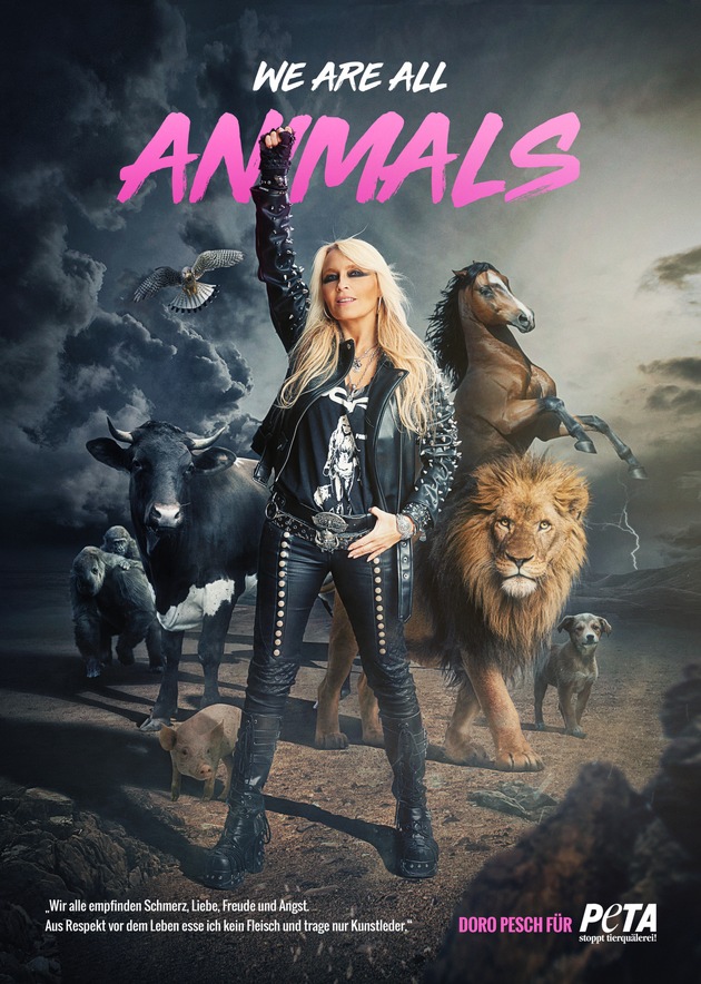&quot;We are all animals&quot; - Metal-Queen Doro Pesch setzt starkes Zeichen für Tierrechte in neuem PETA-Motiv