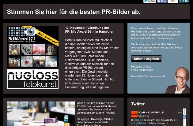 news aktuell GmbH: PR-Bild Award 2014: Abstimmung für den Branchenpreis der dpa-Tochter news aktuell geht in die heiße Phase