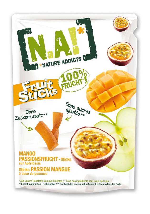 N.A!* Nature Addicts réinvente l&#039;en-cas avec N.A!* Fruit Sticks: ce délicieux goûter pur fruits est désormais proposé avec plus de contenu sous une nouvelle forme de stick pratique