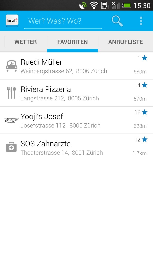 Die neue local.ch Android App macht das Suchen schöner und das Finden noch einfacher (BILD)