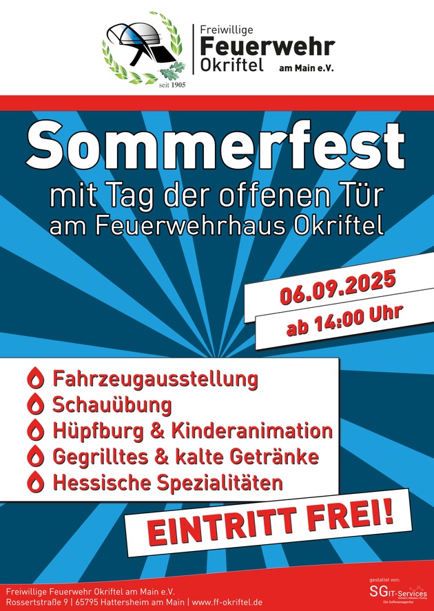 Feuerwehr MTK: Sommer, Cocktails und Blaulicht-Erlebnisse: Die Feuerwehr-Veranstaltungen 2025 in Hattersheim am Main