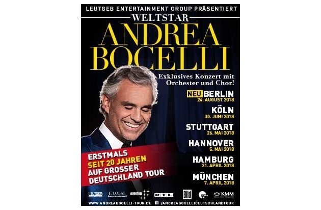 Andrea Bocelli Deutschlandtour 2018 - Der Weltstar kehrt nach 20 Jahren zurück nach Deutschland - BILD