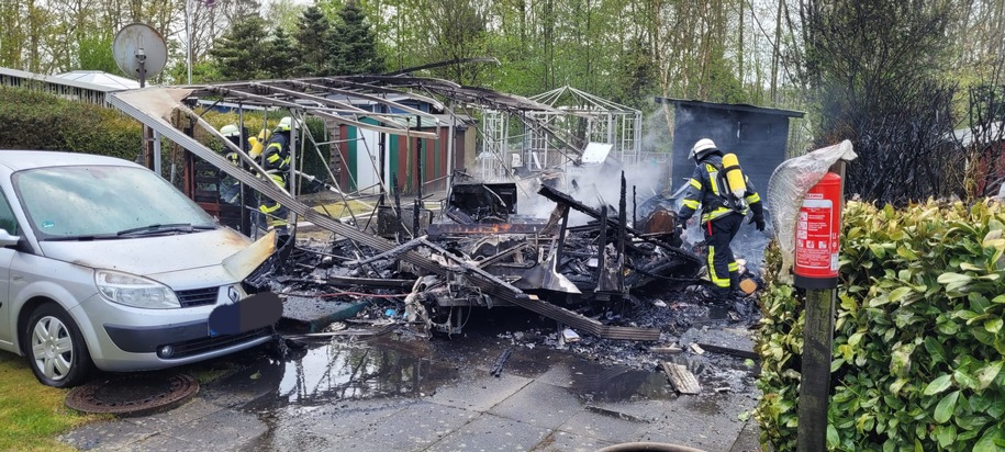 FFW Schiffdorf: Schneller Einsatz der Feuerwehr verhindert Großbrand auf Campingplatz