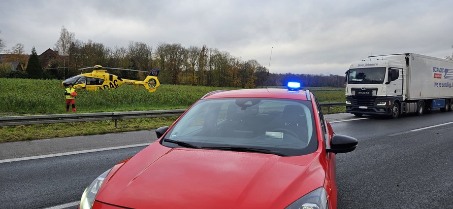 FW-WRN: Verkehrsunfall auf der Bundesautobahn 1 in Fahrtrichtung Köln am Freitagmittag