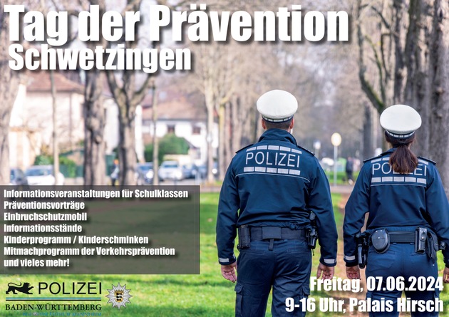 POL-MA: Schwetzingen: Besuchen Sie uns am Tag der Prävention! Vielfältige Informationsthemen, Vorträge und Mitmachprogramme für Kinder