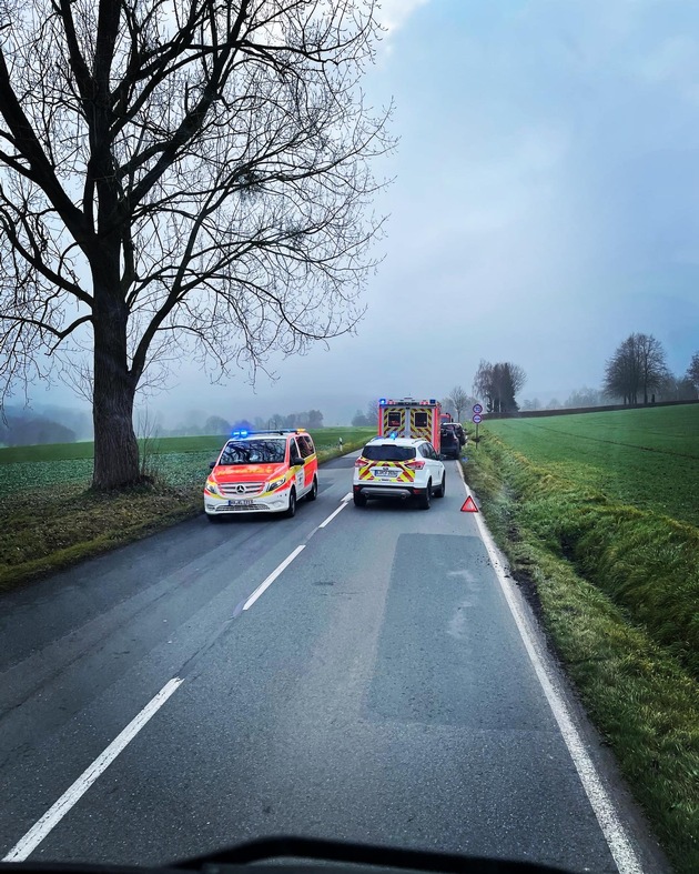 FW Horn-Bad Meinberg: eCall-Notrufsystem löst Großalarm zu einem Verkehrsunfall aus - zum Glück nur Blechschaden