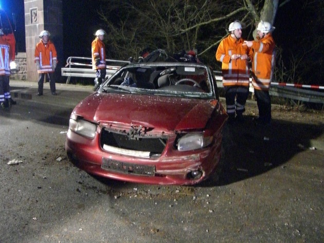 POL-HOL: Holzminden - Stahler Ufer: Schwerer Unfall fordert drei Schwerverletzte - Fahrer lebensgefährlich verletzt / PKW Totalschaden -