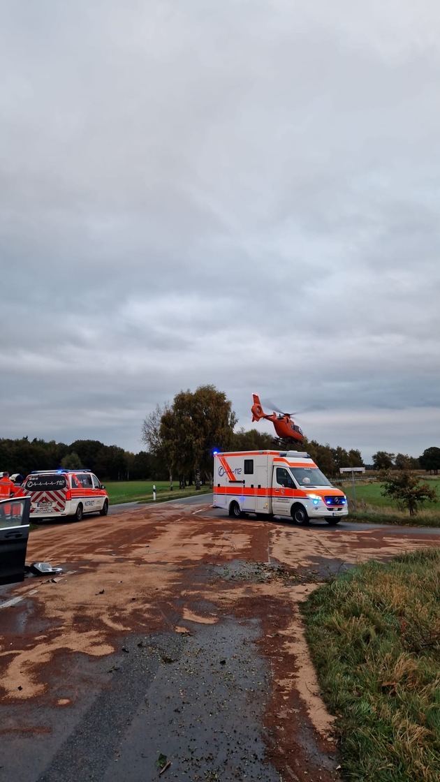 FW-ROW: Verkehrsunfall auf L142: Beifahrer von Feuerwehr befreit