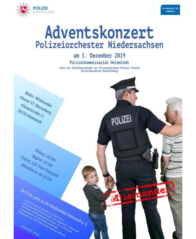 POL-WOB: Polizeiorchester Niedersachsen zu Gast im Helmstedter Advent