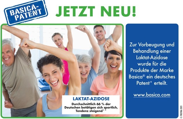 Protina Pharmazeutische GmbH: Basica® hat das Patent gegen Laktat-Azidose / Basisch zum Sport, mit starken Muskeln nach Hause