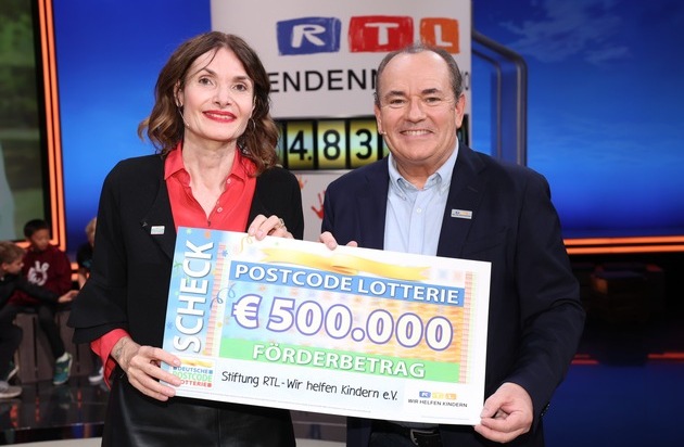 Deutsche Postcode Lotterie: 500.000 Euro für RTL-Spendenmarathon: Postcode Lotterie macht sich für Kinder stark