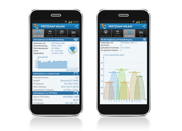 FRITZ!App WLAN: Mobile Geräte einfach mit dem WLAN verbinden und    Funkverbindungen optimal ausrichten (FOTO)