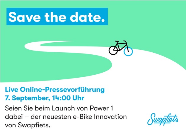 Terminhinweis: Online-Pressevorführung des neuen Swapfiets Power 1 e-Bike am 07. September um 14:00 Uhr
