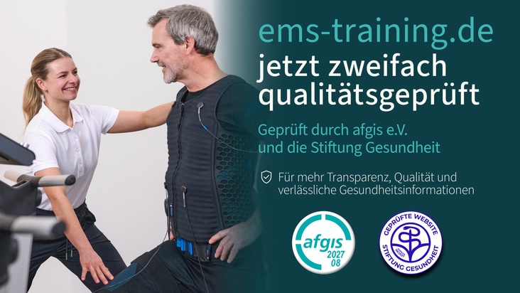 ems-training.de services GmbH: Muskelgesundheit gewinnt an Bedeutung: Qualit&auml;tssiegel st&auml;rken verl&auml;ssliche Informationen zu Ganzk&ouml;rper EMS-Training / afgis e.V. und Stiftung Gesundheit best&auml;tigen die Qualit&auml;t von ems-training.de