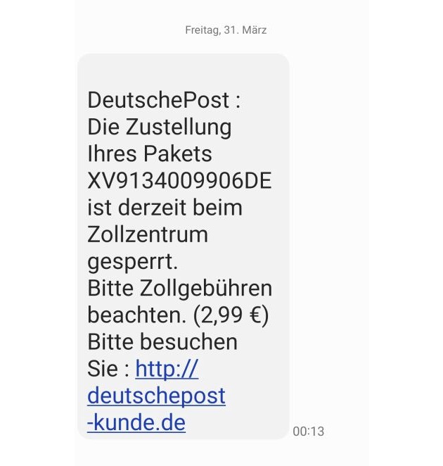 HZA-KI: Hauptzollamt Kiel warnt vor Fake-SMS - Keine Zollgebühren