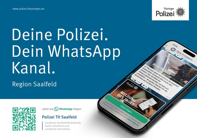 LPI-SLF: Blaulicht aufs Handy - der WhatsApp-Kanal der Landespolizeiinspektion Saalfeld