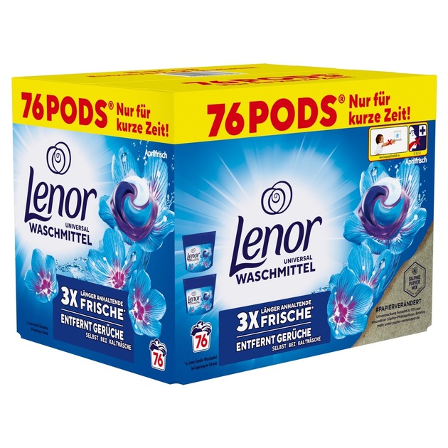 Pressemitteilung: Verpackungsinnovation: Lenor All-in-1 PODS im Silphie-Karton neu bei Lidl