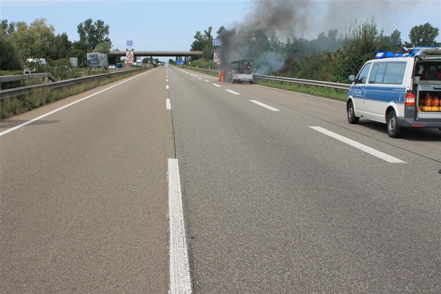 POL-PDNW: Polizeiautobahnstation - Autobahn 61/Autobahnkreuz Ludwigshafen - Fahrzeugbrand am Ende einer Urlaubsreise