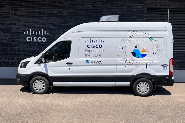 Cisco und Ford statten in der Schweiz einen vollelektrischen Ford E-Transit mit modernster Hybrid-Work-Technik aus