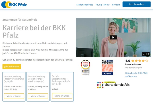 Fast 100 Bewerbungen in einer Woche: BKK Pfalz geht neue Wege bei der Personalgewinnung