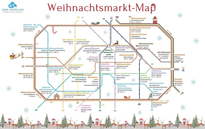 erento GmbH: Berlin Weihnachtsmarkt Map 2019: So kommst Du mit den Öffis ans Ziel