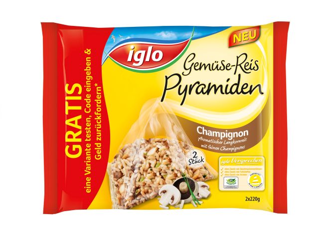 Knackig, ausgewogen, lecker: Mit den einzigartigen Gemüse-Reis Pyramiden bringt iglo im Nu Genussmomente auf den Teller (BILD)