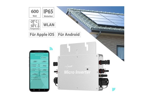 revolt WLAN-Mikroinverter SMI-600 für Solarmodule, 600 Watt, App