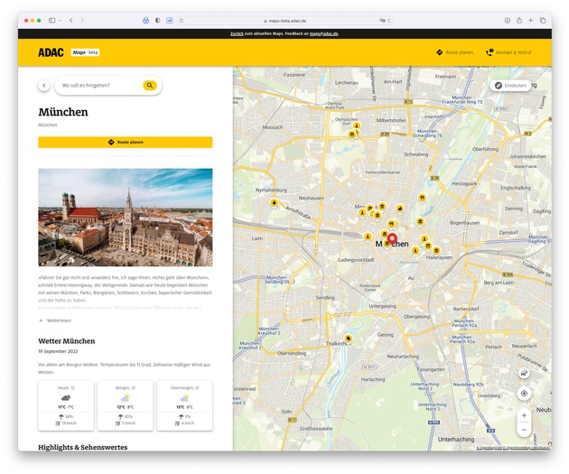 Routenplaner und Reiseführer in einem / ADAC Maps jetzt neu mit zahlreichen Reise-Infos zu Städten, Regionen und Ländern