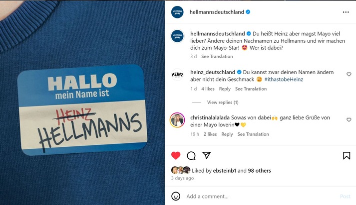 Hellmann&#039;s lädt Mayo-liebende Heinze ein, ihren Namen in Hellmanns zu ändern