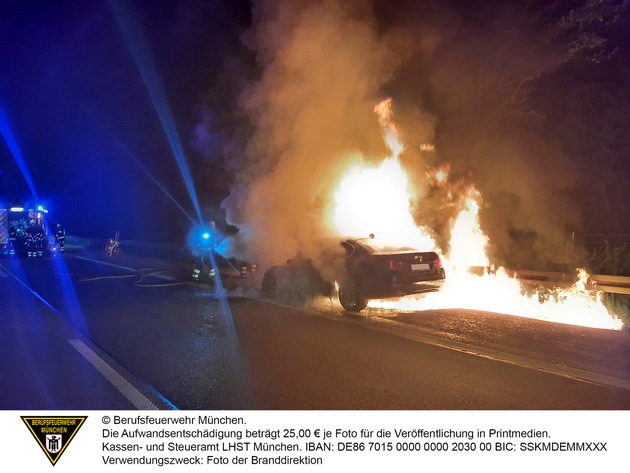 FW-M: Fahrzeug brennt auf Autobahn (A95 Richtung Garmisch)