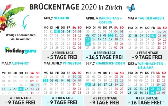 Brückentage 2020 - Mit cleverer Planung Ferien verdoppeln