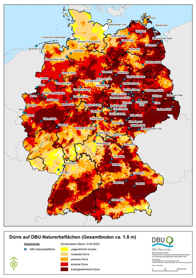 Deutsche Bundesstiftung Umwelt beauftragt forsa-Umfrage - Trockenheit im Naturerbe sichtbar