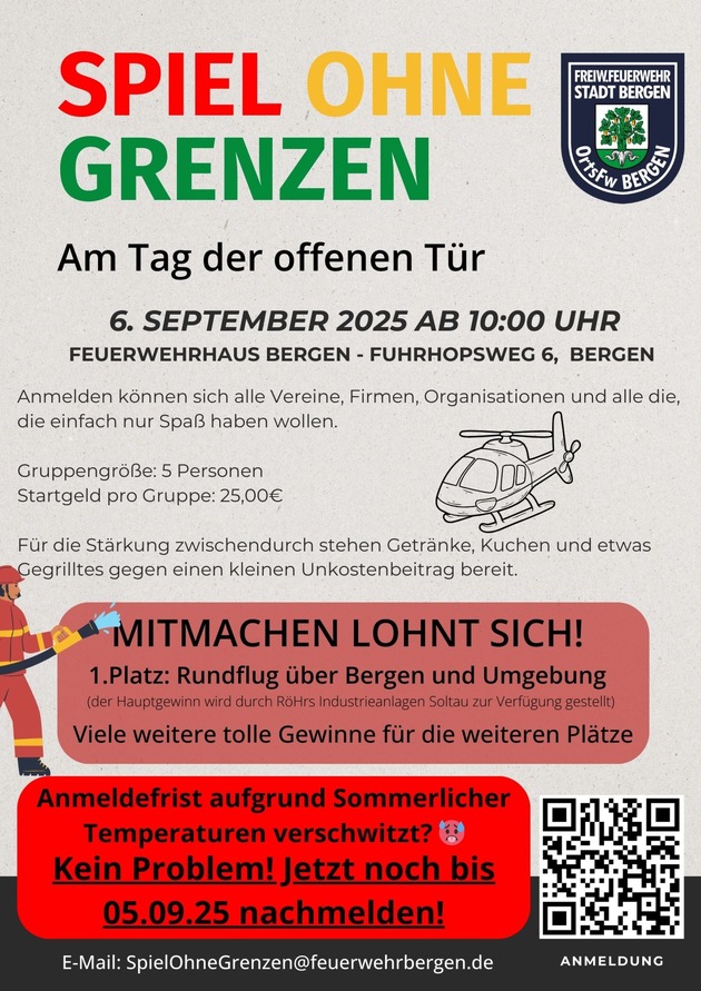 FFW Bergen: Tag der offenen Tür und Spiel ohne Grenzen bei der Ortsfeuerwehr Bergen