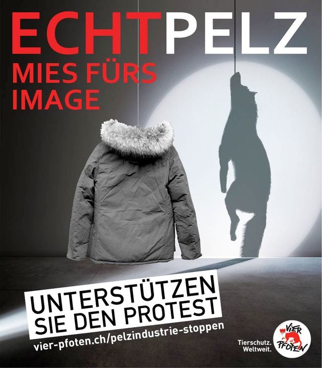 Medieneinladung: «Echtpelz - echt mies fürs Image» / VIER PFOTEN und Zürcher Tierschutz planen gemeinsame Aktion gegen Fashion Stylers‘ Echtpelzangebot
