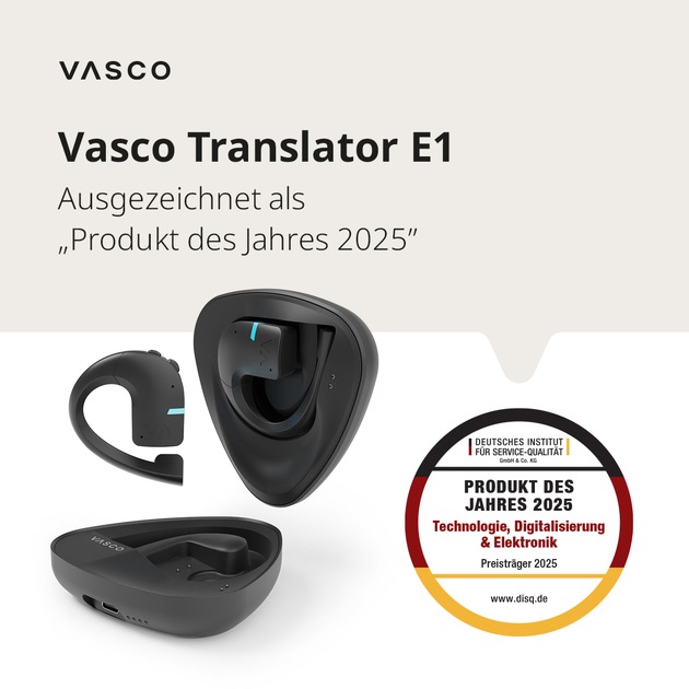Vasco Translator E1 als Produkt des Jahres 2025 ausgezeichnet / Neuer Übersetzer fürs Ohr sammelt Preise