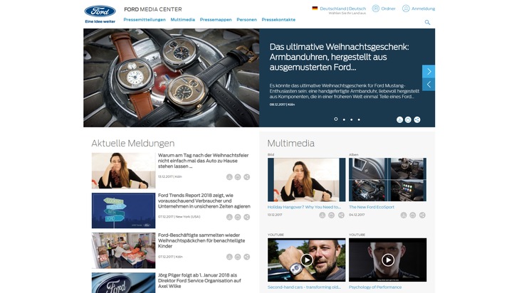 Ford-Werke GmbH: Neues Ford Media Center im Internet: direkter Zugang zu aktuellen Informationen, Bildmaterial und Pressemappen