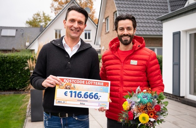 Deutsche Postcode Lotterie: Rekord-Monatsgewinn der Postcode Lotterie: 531 Glückspilze in Achim jubeln über 1,4 Millionen Euro