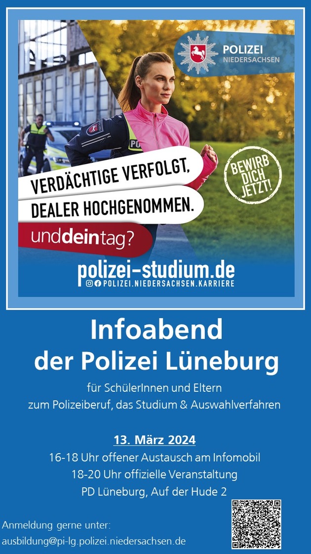 POL-LG: WANTED: PARTNER IN CRIME&quot; ++ Polizei Lüneburg lädt zu Infoabend für SchülerInnen und Eltern zum Polizeiberuf ein