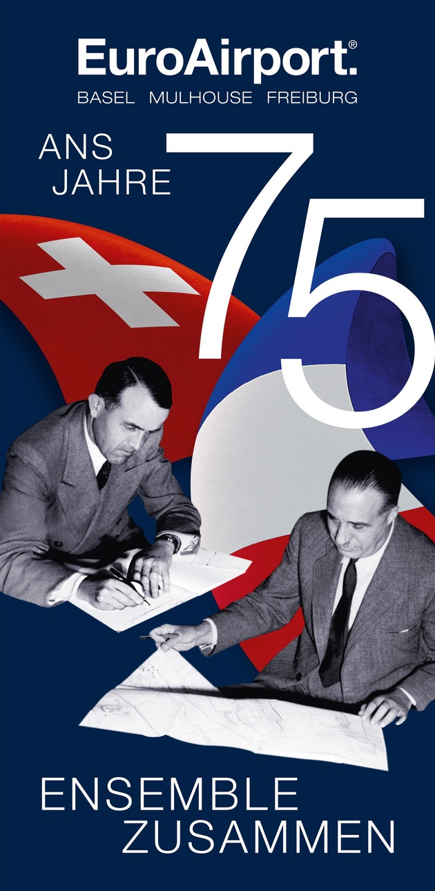 Nouvelle affiche géante sur la Tour de Contrôle de l’EuroAirport : 75ème anniversaire de la Convention franco-suisse