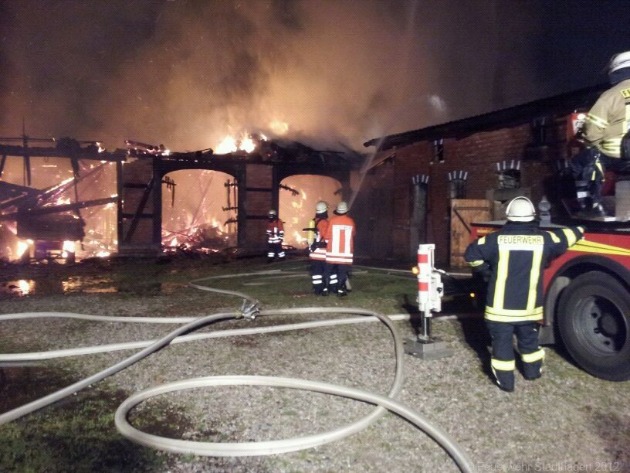 POL-STH: Großbrand einer Scheune in Hülshagen