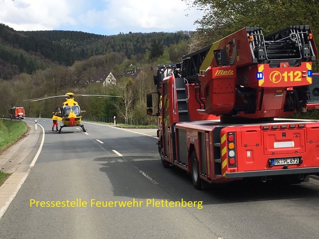 FW-PL: Schwerer Betriebsunfall in Plettenberg OT Stadtmitte