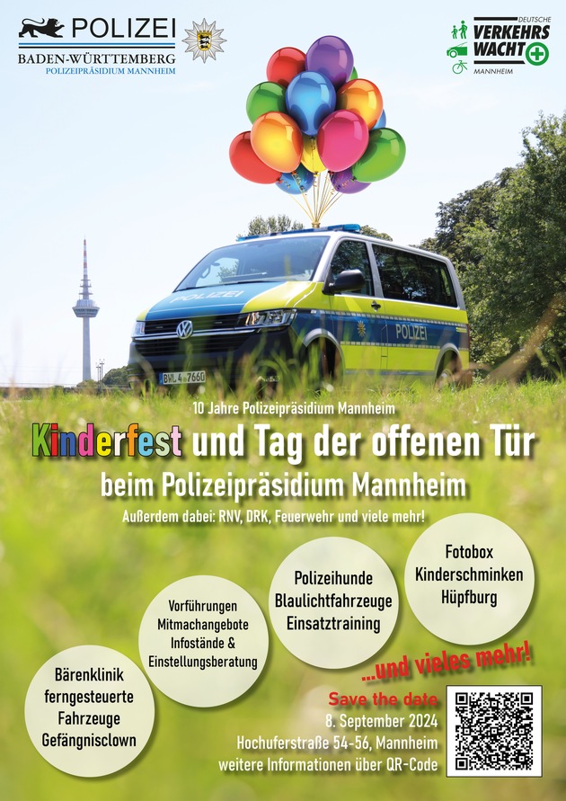 POL-MA: Mannheim: Großer Tag der offenen Tür und Kindertag beim Polizeipräsidium Mannheim