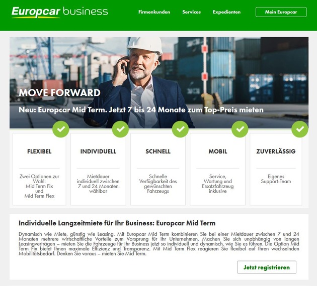 Europcar erweitert Mid Term Produktfamilie um Pkw:  Flexible Langzeitmiete für Unternehmen jeder Größe