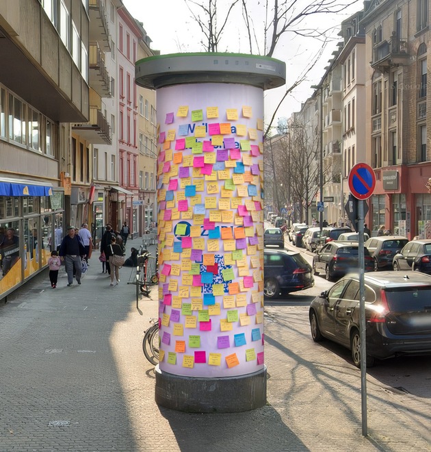 Große Stadt, kleine Geste, starke Wirkung: Frankfurter Litfaßsäule wird am 12. August zum Empathie-Multiplikator
