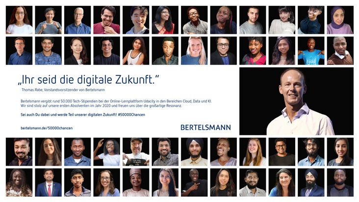 Bertelsmann wirbt erneut für Stipendien-Initiative #50000 Chancen: &quot;Ihr seid die digitale Zukunft&quot;