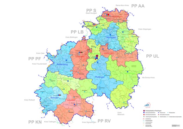 POL-RT: Polizeistruktur 2020 - Startschuss für das veränderte Polizeipräsidium Reutlingen am 1. Januar 2020 (Landkreise Esslingen, Reutlingen, Tübingen und Zollernalbkreis)